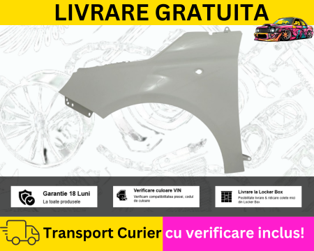 500 2007-2025 - Aripa stanga fata Alb 268/A Fiat 500 2007-2024 VOPSITA TU Alegi culoarea