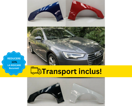 A4 B9 2015-2019 - Aripa fata Audi A4 B9 2015-2019 Negru Gri Albastru Alb Maro Rosu Verde vopsita la culoarea masini