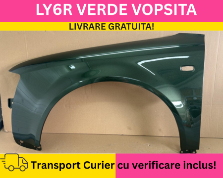 A4 B6 2000-2004 - Aripa fata stanga Audi A4 B6 2000-2004 LY6R Verde la culoare VOPSITA