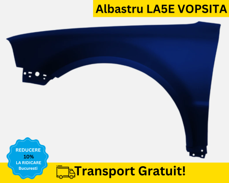 PASSAT B5 1998-2005 - Aripa fata stanga Volkswagen Passat B5 2003-2005 fara semnal Albastru LA5E VOPSITA