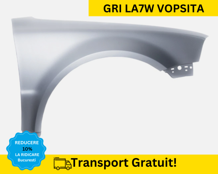 PASSAT B5 1998-2005 - Aripa fata dreapta Volkswagen Passat B5 2000-2003 fara semnal Gri LA7W VOPSITA