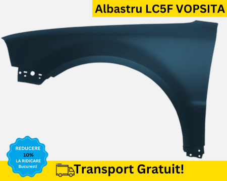 PASSAT B5 1998-2005 - Aripa fata stanga Volkswagen Passat B5 2003-2005 fara semnal Albastru LC5F VOPSITA