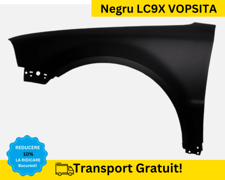 PASSAT B5 1998-2005 - Aripa fata stanga Volkswagen Passat B5 2003-2005 fara semnal Negru LC9X VOPSITA 