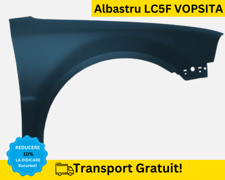 PASSAT B5 1998-2005 - Aripa fata dreapta Volkswagen Passat B5 2003-2005 fara semnal Albastru LC5F VOPSITA