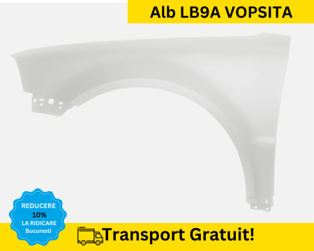 PASSAT B5 1998-2005 - Aripa fata stanga Volkswagen Passat B5 2003-2005 fara semnal Alb LB9A VOPSITA