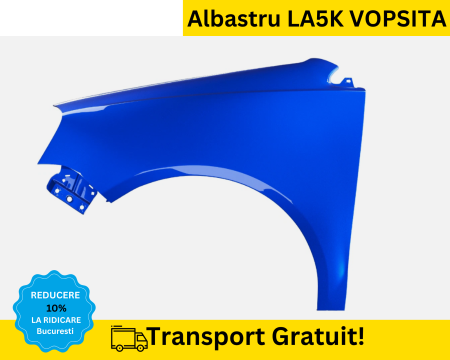 POLO 9N 2005-2009 - Aripa fata stanga Volkswagen Polo 9N 2005-2009 Albastru LA5K VOPSITA
