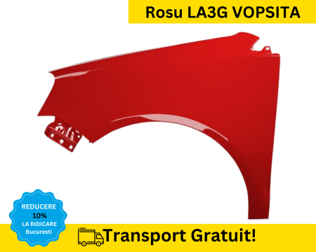 POLO 9N 2005-2009 - Aripa fata stanga Volkswagen Polo 9N 2005-2009 Rosu LA3G VOPSITA