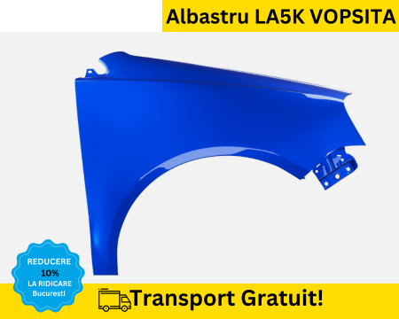POLO 9N 2005-2009 - Aripa fata dreapta Volkswagen Polo 9N 2005-2009 Albastru LA5K VOPSITA