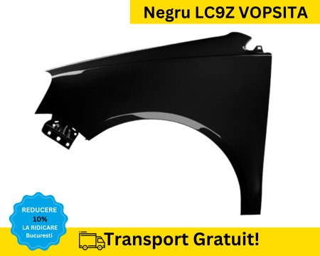 POLO 9N 2005-2009 - Aripa fata stanga Volkswagen Polo 9N 2005-2009 Negru LC9Z VOPSITA
