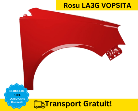 POLO 9N 2005-2009 - Aripa fata stanga Volkswagen Polo 9N 2005-2009 Rosu LA3G VOPSITA