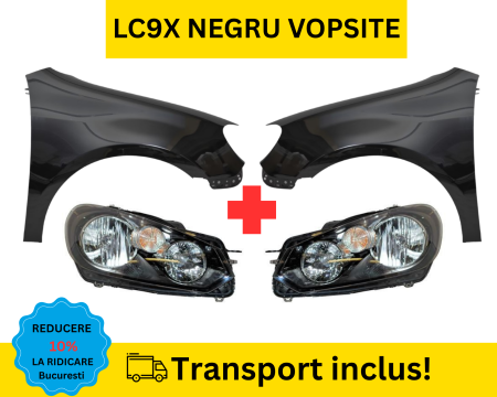 GOLF 6 VI 2008-2012 - Aripi cu Faruri VW Golf 6 VI Hatchback 2008-2012 LC9X Negru VOPSITE