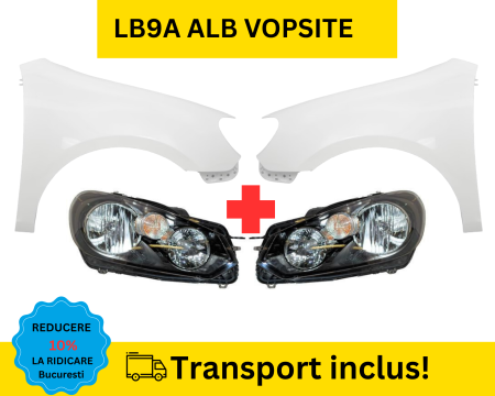GOLF 6 VI 2008-2012 - Aripi cu Faruri VW Golf 6 VI Hatchback 2008-2012 LB9A Alb VOPSITE
