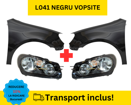 GOLF 6 VI 2008-2012 - Aripi cu Faruri VW Golf 6 VI Hatchback 2008-2012 L041 Negru lucios VOPSITE