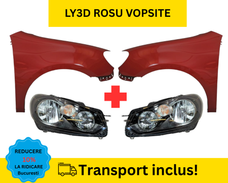 GOLF 6 VI 2008-2012 - Aripi cu Faruri VW Golf 6 VI Hatchback 2008-2012 LY3D Rosu VOPSITE