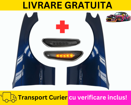 SERIA 3 E46 1998-2005 - Aripi + Semnalizatoare LED fata Albastru A07 BMW E46 2001-2005 Facelift VOPSITE Tu alegi culoarea