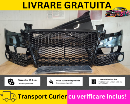 A4 B8 2007-2011 - Bara + Aripa stanga + Grile fata Negru Lucios LY9B  Audi A4 B8 2008-2011 + S-LINE Spalator far VOPSITA Tu alegi culoarea