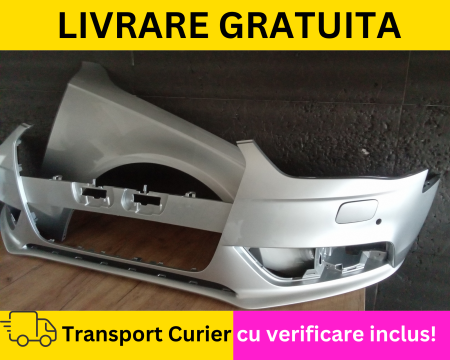 Bara + aripa dreapta fata VOPSITA Gri LX7W Audi A4 B8.5 2012-2015 cu spalator far, senzori parcare [1]