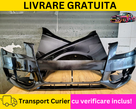 A4 B8 2007-2011 - Bara + Aripi fata GRI LZ7L Audi A4 B8 2008-2011 + S-LINE cu spalator far + senzori parcare VOPSITE Tu alegi culoarea