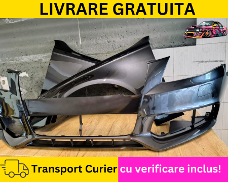 Bara + Aripi fata GRI LZ7L Audi A4 B8 2008-2011 + S-LINE cu spalator far + senzori parcare VOPSITE Tu alegi culoarea [2]