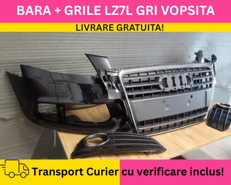 Bara completa fata + Grile Audi A4 B8 2008-2011 + S-LINE cu spalator far VOPSITA LZ7L GRI [2]