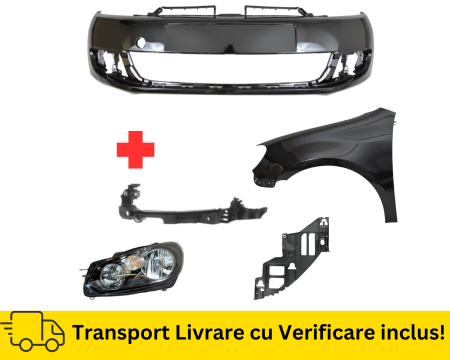 GOLF 6 VI 2008-2012 - Bara fata, Aripa, Far, Suport stanga VW Golf 6 VI Hatchback 2008-2012 Simpla LC9X Negru la culoare VOPSITE