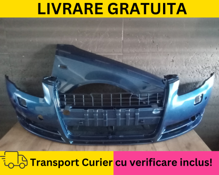 A4 B7 2004-2007 - Bara fata + Aripa dreapta Audi A4 B7 2004-2007 cu spalator far, senzori parcare Albastru la culoare VOPSITA