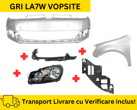 GOLF 6 VI 2008-2012 - Bara fata, Aripa, Far, Suport stanga VW Golf 6 VI Hatchback 2008-2012 Simpla Gri LA7W VOPSITE