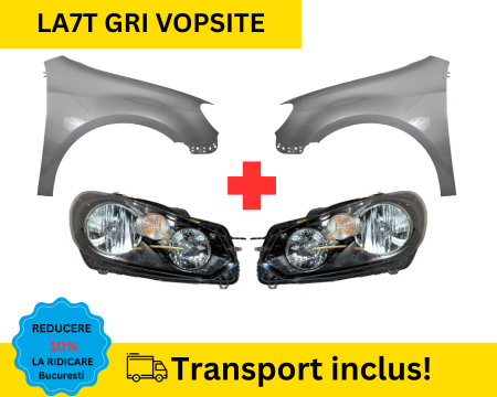 GOLF 6 VI 2008-2012 - Aripi cu Faruri VW Golf 6 VI Hatchback 2008-2012 LA7T Gri VOPSITE