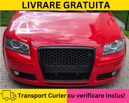 A3 8P 2003-2012 - Bara fata RS-LOOK Rosu VOPSITA Audi A3 8P 2005-2008 cu gauri spalator far