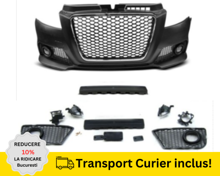 A3 8P 2003-2012 - Bara fata Audi A3 8P 2008-2012 RS LOOK + S-LINE cu proiectoare ceata Grila Bandou cromat NEVOPSITA