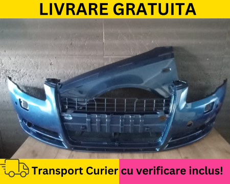 A4 B7 2004-2007 - Bara fata + Aripa stanga Audi A4 B7 2004-2007 cu spalator far, senzori parcare Albastru la culoare VOPSITA