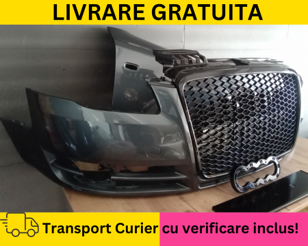 Bara fata + Aripa dreapta + Grila radiator Fagure Audi A4 B7 2004-2007 LX7Z Gri Dolphin la culoare VOPSITE [1]