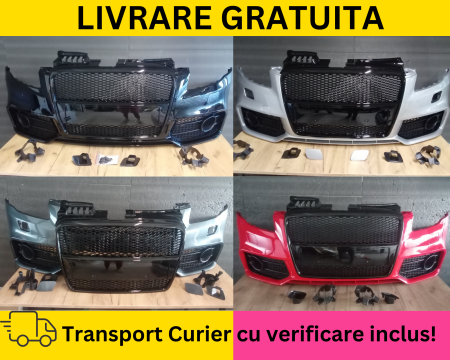 A4 B7 2004-2007 - Bara fata Audi A4 B7 2004-2007 RS LOOK S-LINE cu spalator far la culoare VOPSITA