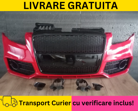 A4 B7 2004-2007 - Bara fata Audi A4 B7 2004-2007 RS LOOK + S-LINE cu spalator far LY3J Rosu la culoare VOPSITA