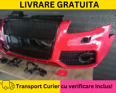 Bara fata Audi A4 B7 2004-2007 RS LOOK + S-LINE cu spalator far LY3J Rosu la culoare VOPSITA [1]