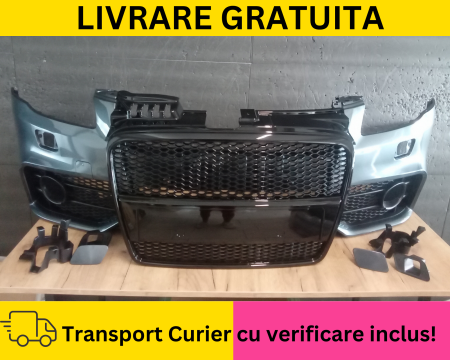 Bara fata Audi A4 B7 2004-2007 RS LOOK S-LINE cu spalator far LX7Z Gri la culoare VOPSITA