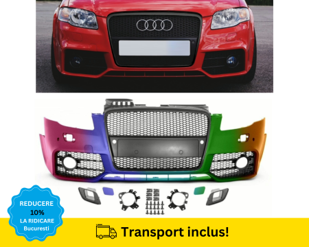 A4 B7 2004-2007 - Bara fata Audi A4 B7 2004-2007 RS LOOK S-LINE cu spalator far Negru Gri Albastru vopsita