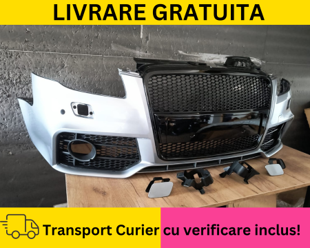 Bara fata Audi A4 B7 2004-2007 RS LOOK S-LINE cu spalator far, senzori parcare LY7W LX7W Gri la culoare VOPSITA [2]