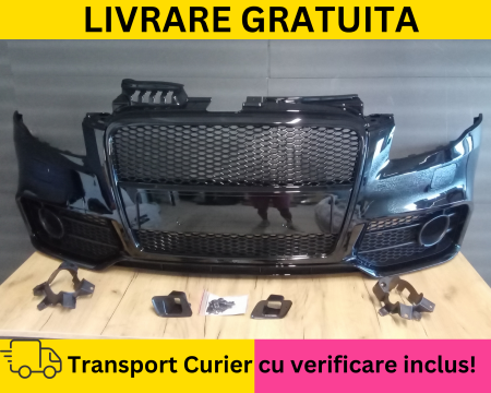 A4 B7 2004-2007 - Bara fata Audi A4 B7 2004-2007 RS LOOK S-LINE cu spalator far LZ9Y LY9B Negru lucios la culoare VOPSITA