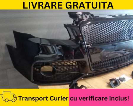 Bara fata Audi A4 B7 2004-2007 RS LOOK S-LINE cu spalator far LZ9Y LY9B Negru lucios la culoare VOPSITA [2]