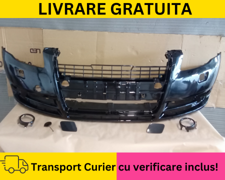 A4 B7 2004-2007 - Bara fata Audi A4 B7 2004-2007 cu spalator far + Capace LZ9Y LY9B Negru lucios la culoare VOPSITA