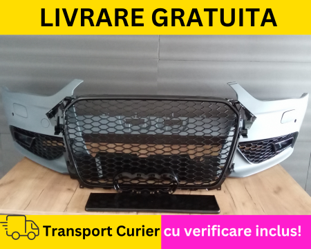 AUDI - Bara fata Completa + Grile Fagure RS LOOK NEVOPSITA  Audi A4 B8.5 2011-2015 cu spalator far, senzori parcare