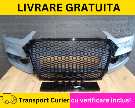 AUDI - Bara fata + Grila Fagure RS LOOK NEVOPSITA  Audi A4 B8.5 2011-2015 cu spalator far, senzori parcare