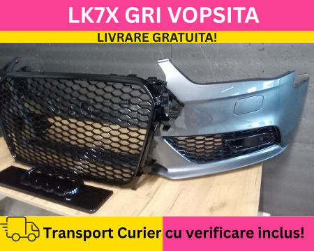 Bara fata + Grile Fagure RS LOOK Audi A4 B8.5 2011-2015 cu spalator far VOPSITA LK7X Gri [1]