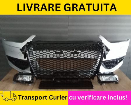 AUDI - Bara fata Completa + Proiectoare + Grile Fagure RS LOOK VOPSITA Gri LX7W LY7W Audi A4 B8.5 2011-2015