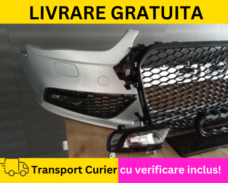 Bara fata Completa + Proiectoare + Grile Fagure RS LOOK VOPSITA Gri LX7W LY7W Audi A4 B8.5 2011-2015 [2]