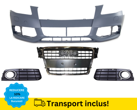 A4 B8 2007-2011 - Bara fata cu grile Audi A4 B8 2007-2011 cu senzori de parcare NEVOPSITA