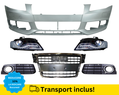 AUDI - Bara fata cu grile, Faruri Xenon Audi A4 B8 2007-2011 cu Spalator far GRI LX7W VOPSITA