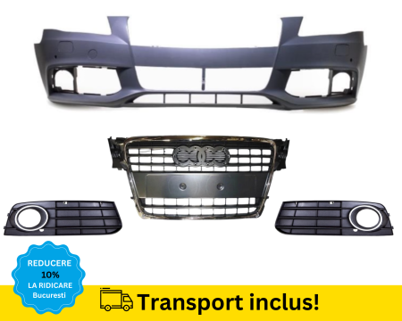 A4 B8 2007-2011 - Bara fata cu grile Audi A4 B8 2007-2011 cu Spalator far, senzori parcare NEVOPSITA