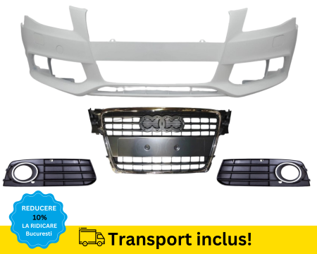 AUDI - Bara fata cu grile Audi A4 B8 2007-2011 cu Spalator far ALB LY9C VOPSITA